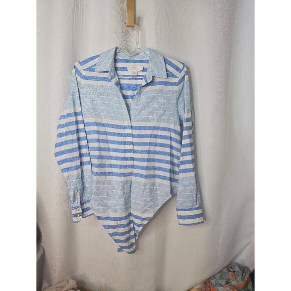 Vineyard Vines RN134578 Blue White Striped Button-up Shirt Womens 8 - Picture 1 of 6